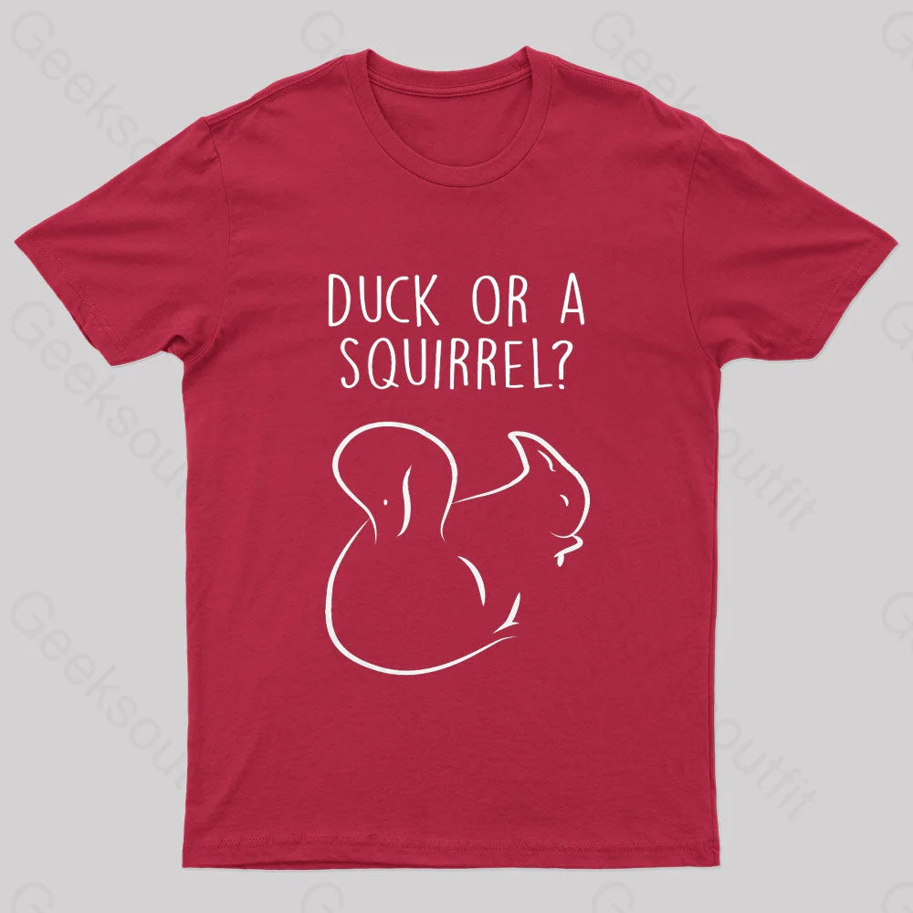 Squirrel Or Duck Nerd T-Shirt Red / S