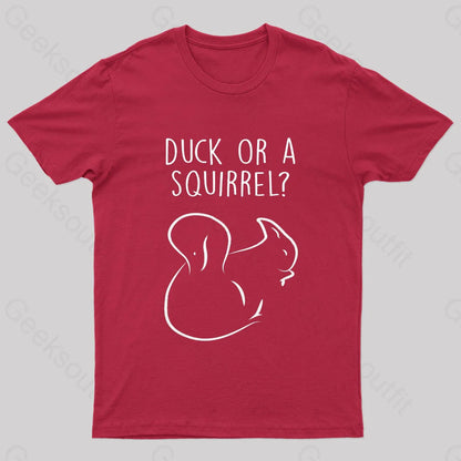 Squirrel Or Duck Nerd T-Shirt Red / S