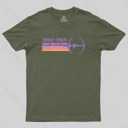 Star Trek Deep Space Nine Distressed Vintage Logo Geek T-Shirt Army Green / S