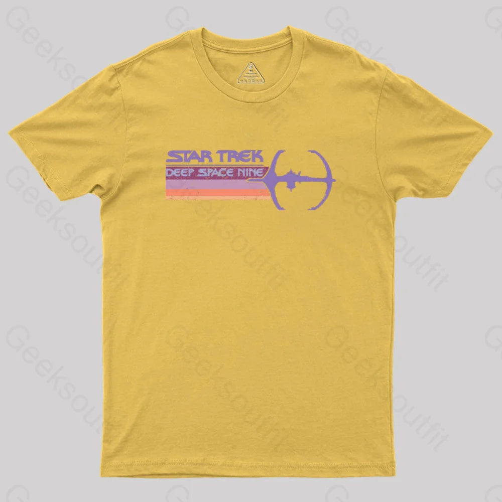 Star Trek Deep Space Nine Distressed Vintage Logo Geek T-Shirt Yellow / S