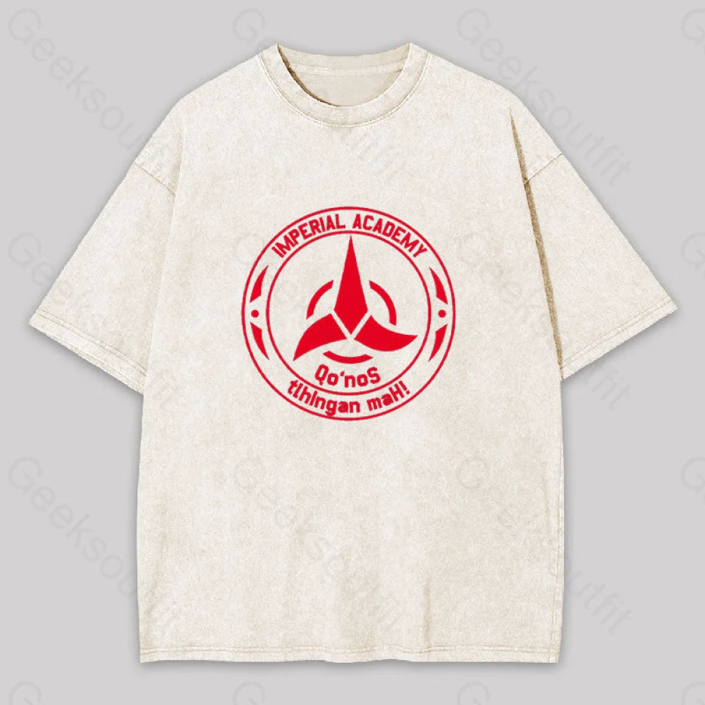 Star Trek Discovery Qo’nos Klingon Academy Geek Washed T-Shirt Apricot / S