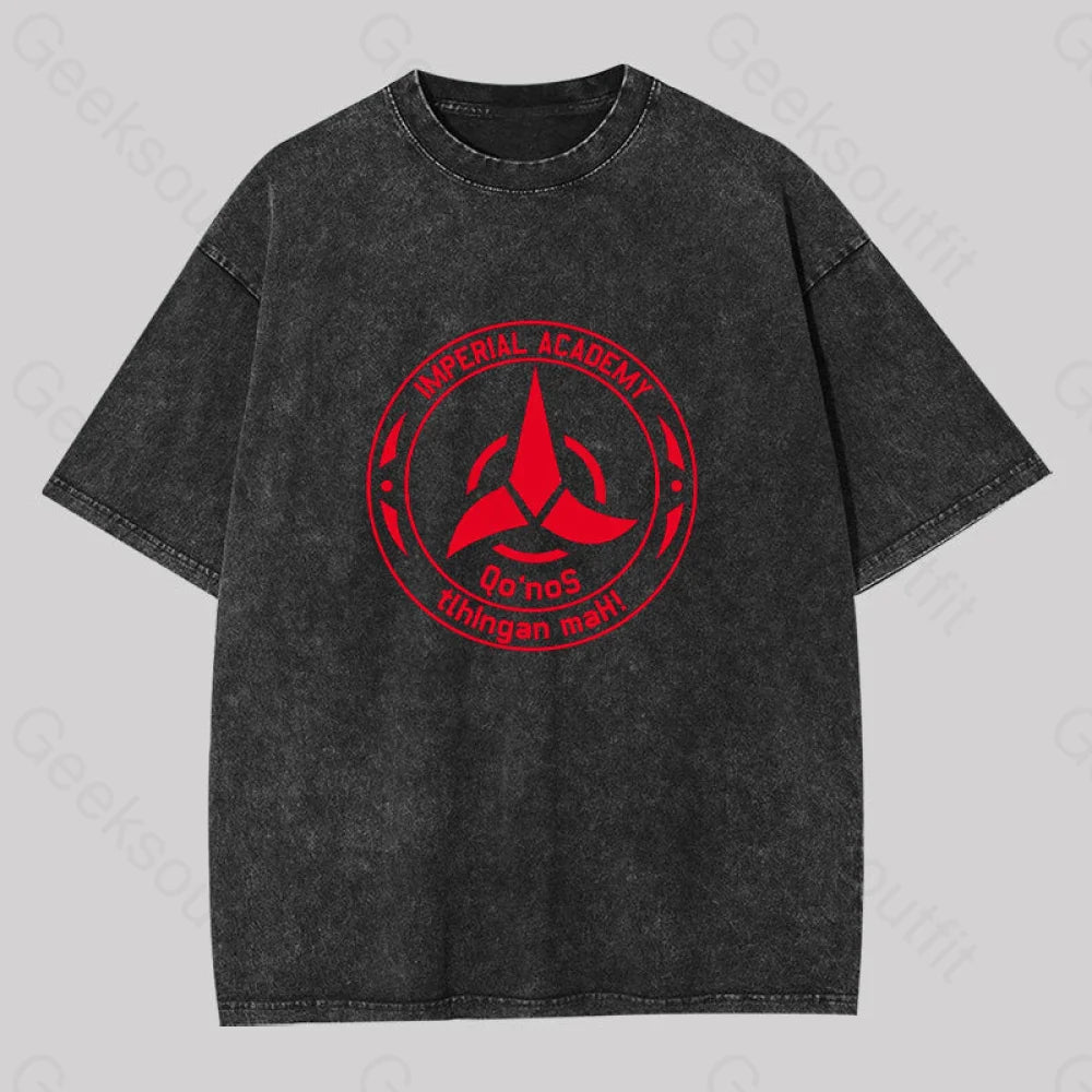 Star Trek Discovery Qo’nos Klingon Academy Geek Washed T-Shirt Black / S