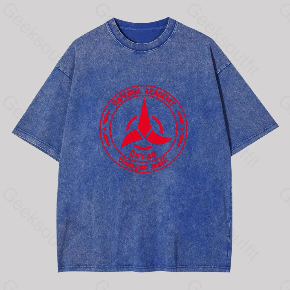 Star Trek Discovery Qo’nos Klingon Academy Geek Washed T-Shirt Blue / S