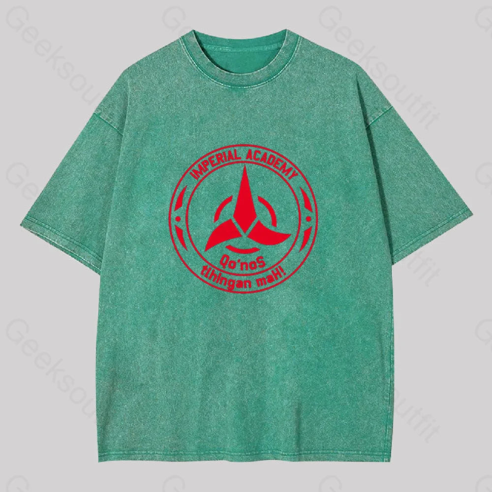 Star Trek Discovery Qo’nos Klingon Academy Geek Washed T-Shirt Grass Green / S