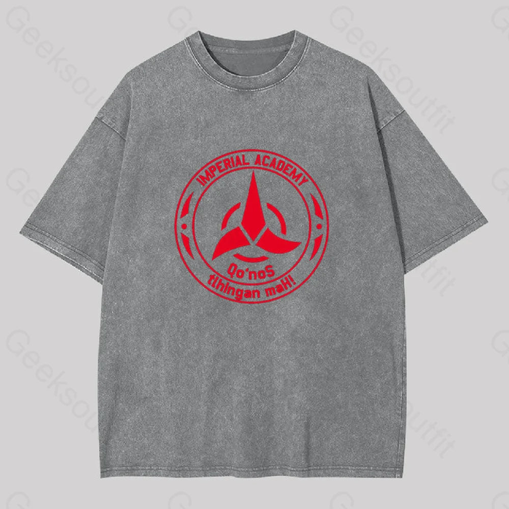 Star Trek Discovery Qo’nos Klingon Academy Geek Washed T-Shirt Grey / S