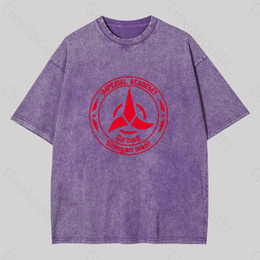 Star Trek Discovery Qo’nos Klingon Academy Geek Washed T-Shirt Purple / S