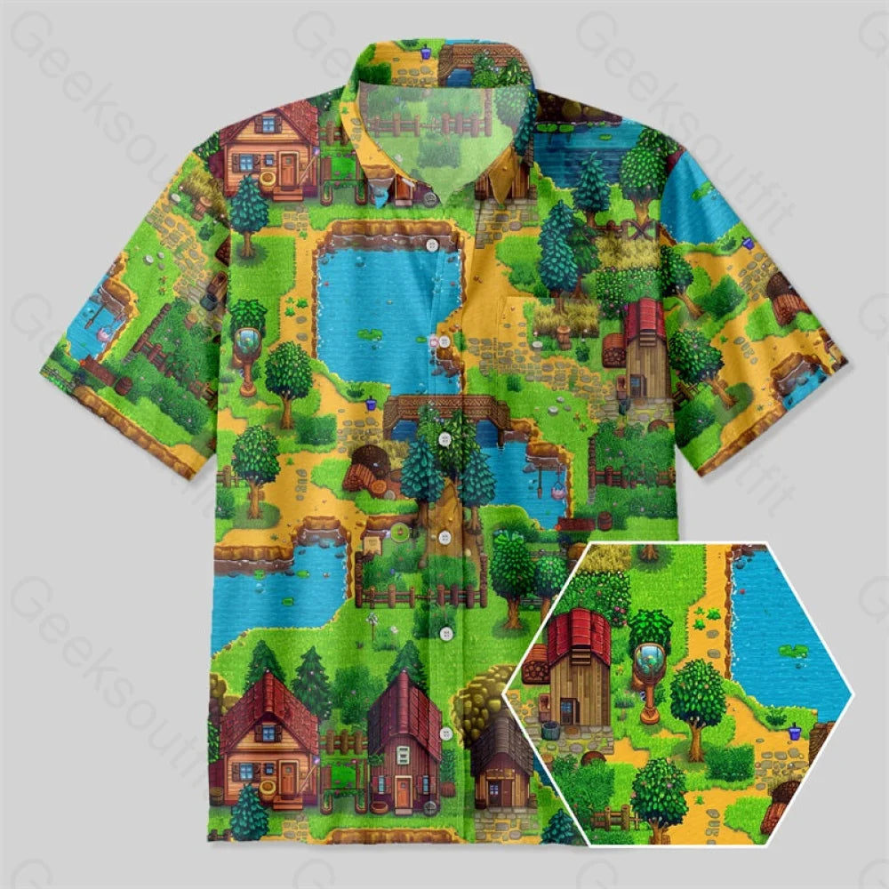 Stardew Valley Rpg Game Button Up Pocket Shirt Up / S Bus572 Yc