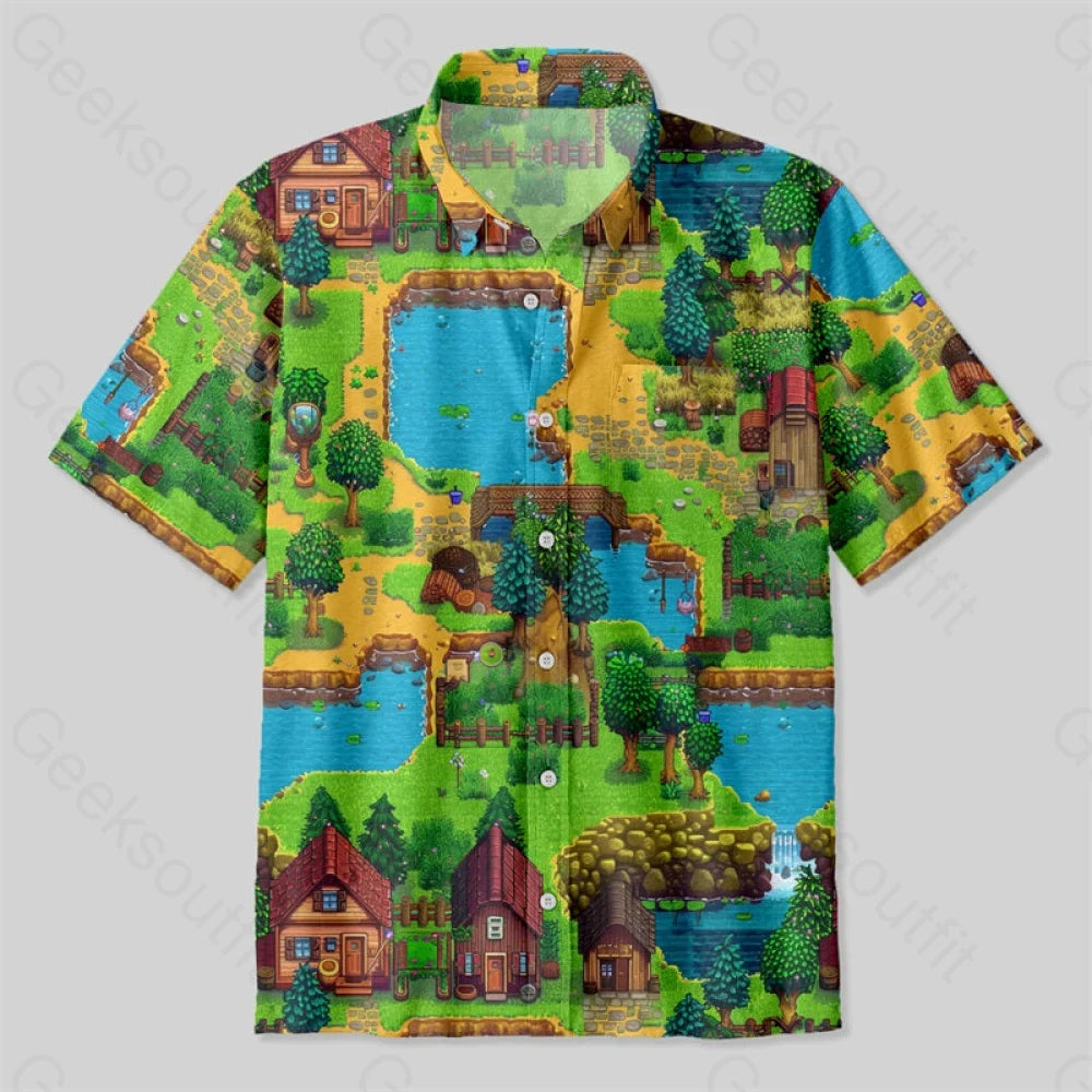 Stardew Valley Rpg Game Button Up Pocket Shirt Yc