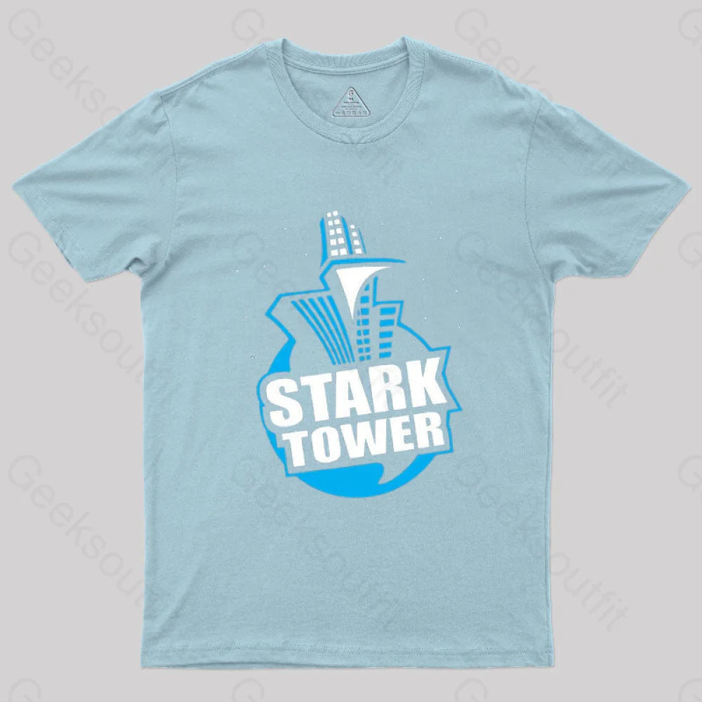 Stark Tower Geek T-Shirt Light Blue / S