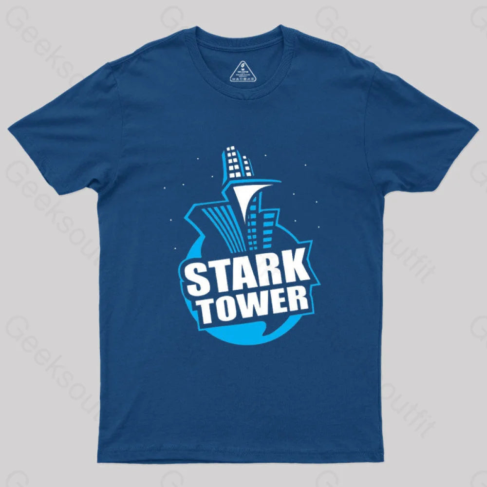 Stark Tower Geek T-Shirt Navy / S