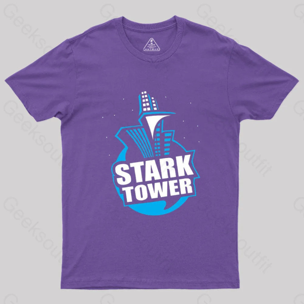 Stark Tower Geek T-Shirt Purple / S