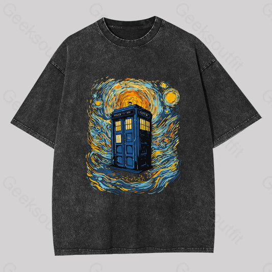 Starry Blue Box Washed T-Shirt Black / S