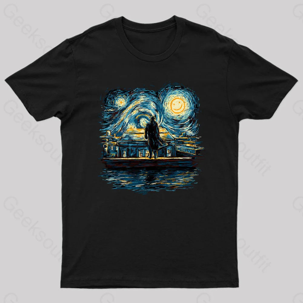 Starry Fall Sherlock Geek T-Shirt Black / S