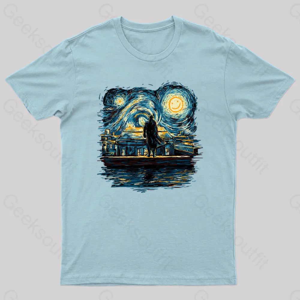 Starry Fall Sherlock Geek T-Shirt Light Blue / S