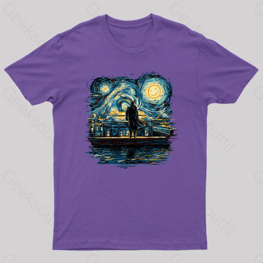 Starry Fall Sherlock Geek T-Shirt Purple / S