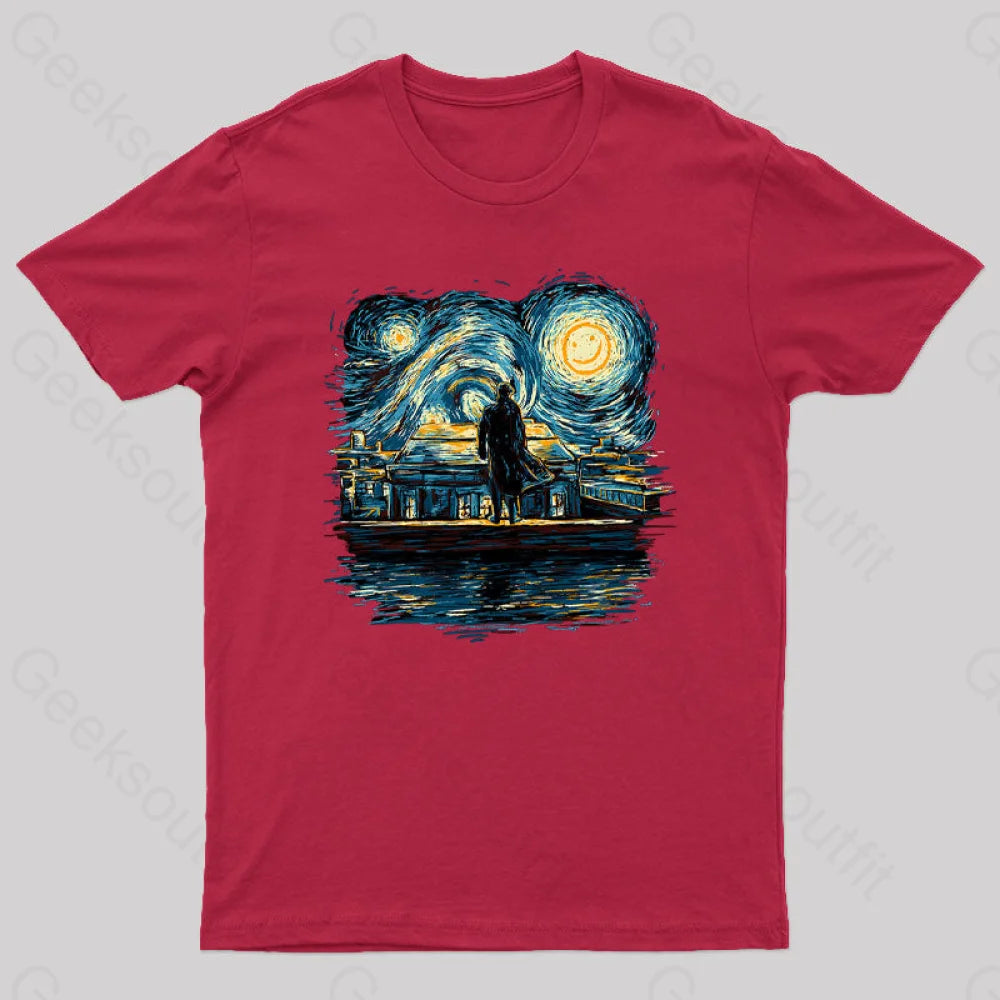 Starry Fall Sherlock Geek T-Shirt Red / S