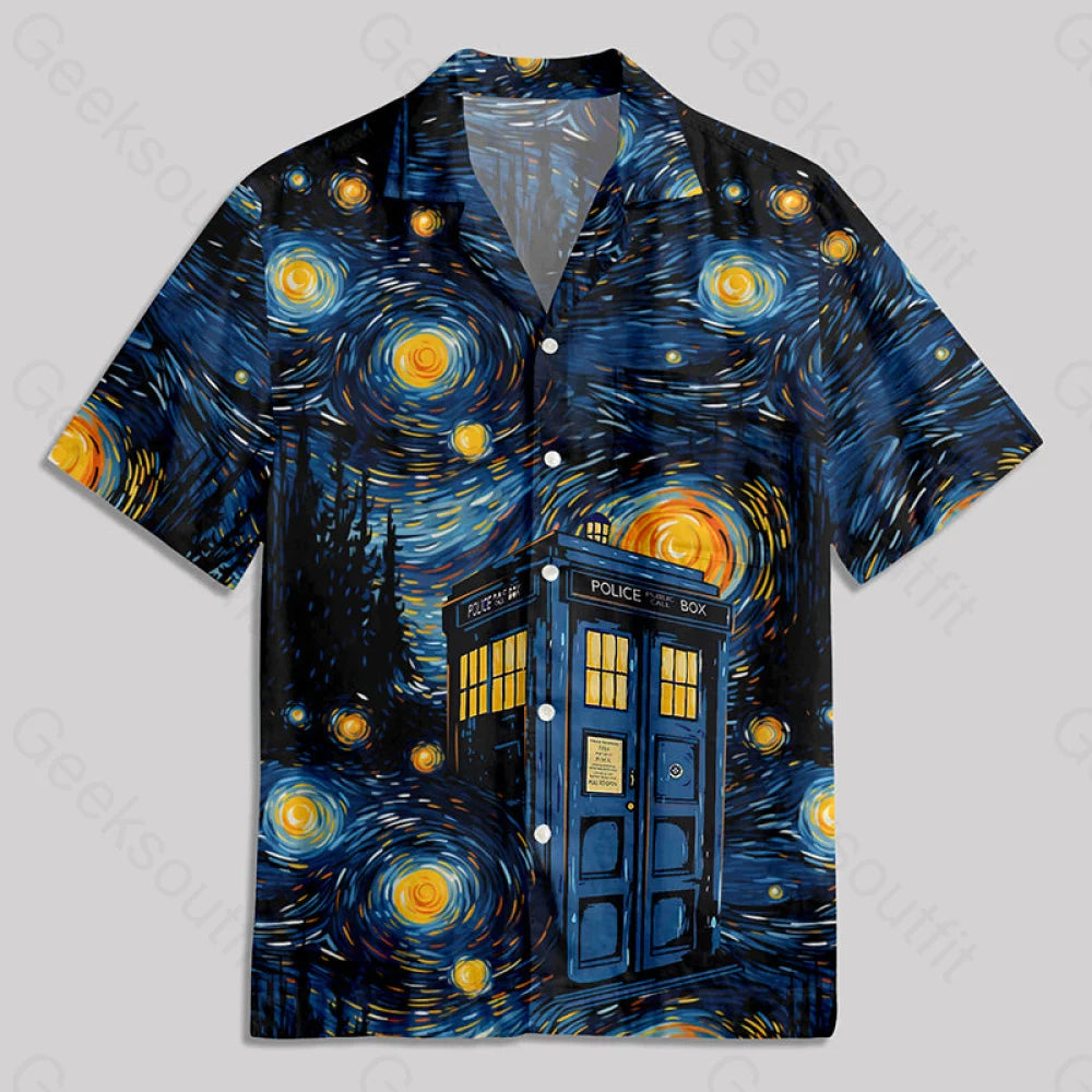 Starry Night Phone Booth Button Up Pocket Shirt Hawaiian / S Bus620 Yc