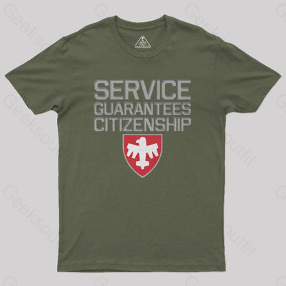 Starship Troopers Service Guarantees Citizenship Geek T-Shirt Army Green / S