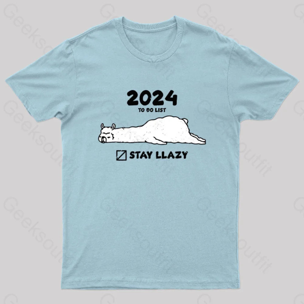 Stay Lazy Nerd T-Shirt Light Blue / S