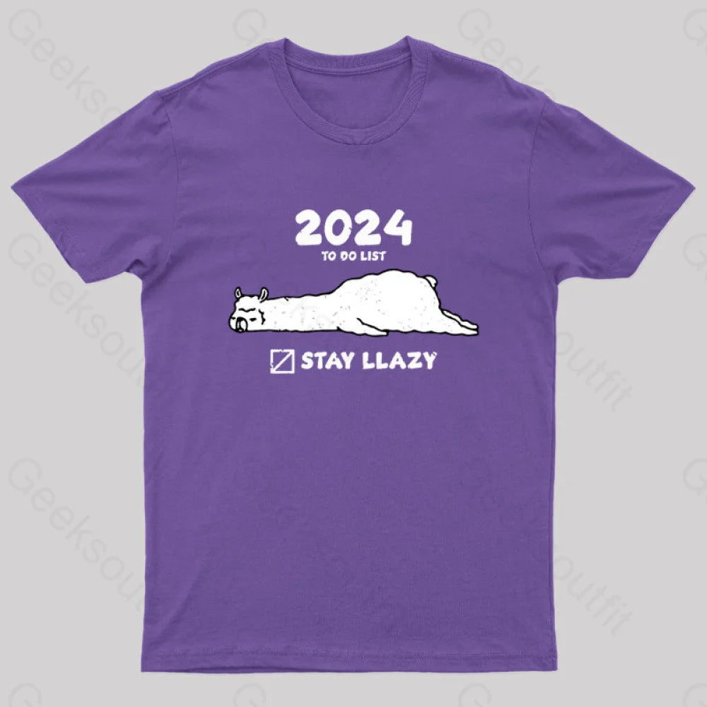 Stay Lazy Nerd T-Shirt Purple / S