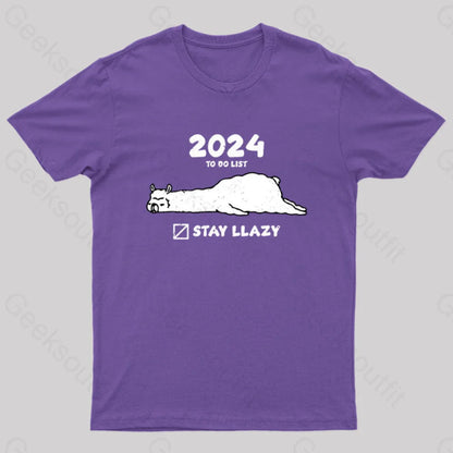 Stay Lazy Nerd T-Shirt Purple / S