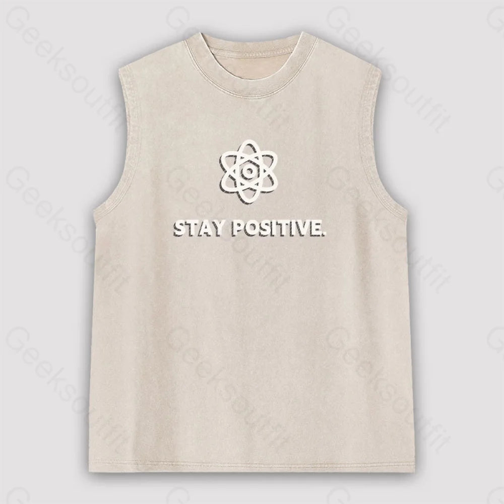 Stay Positive Motivational Proton Unisex Washed Tank Apricot / S