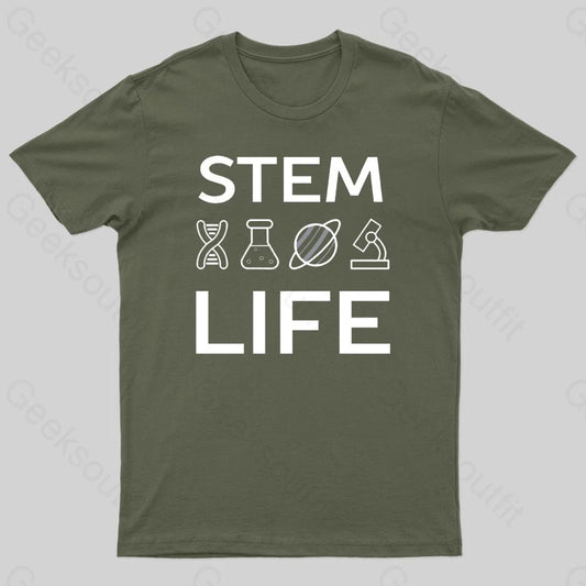 Stem Life Geek T-Shirt Army Green / S