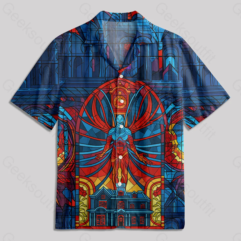 Stranger Sifi Gothic Stained Glass Window Grilles Button Up Pocket Shirt Hawaiian / S Bus532 Yc