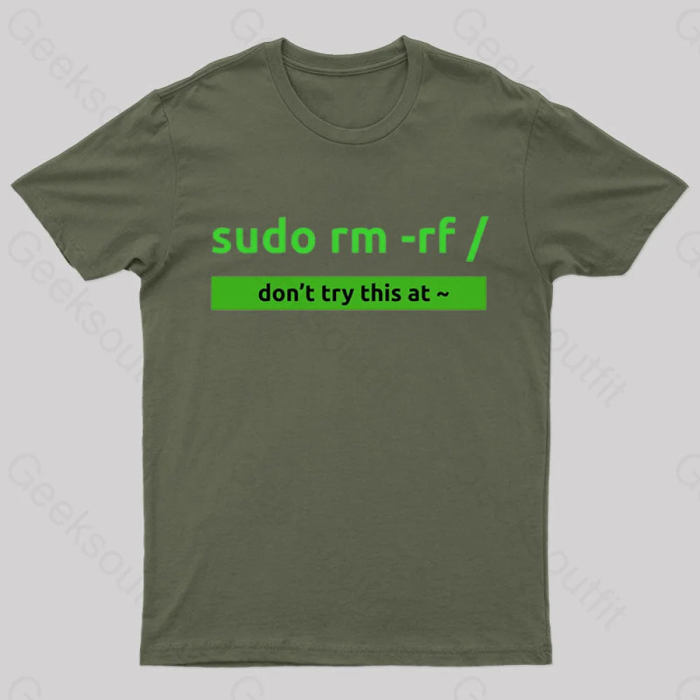 Sudo Linux Programming Command Nerd T-Shirt Army Green / S