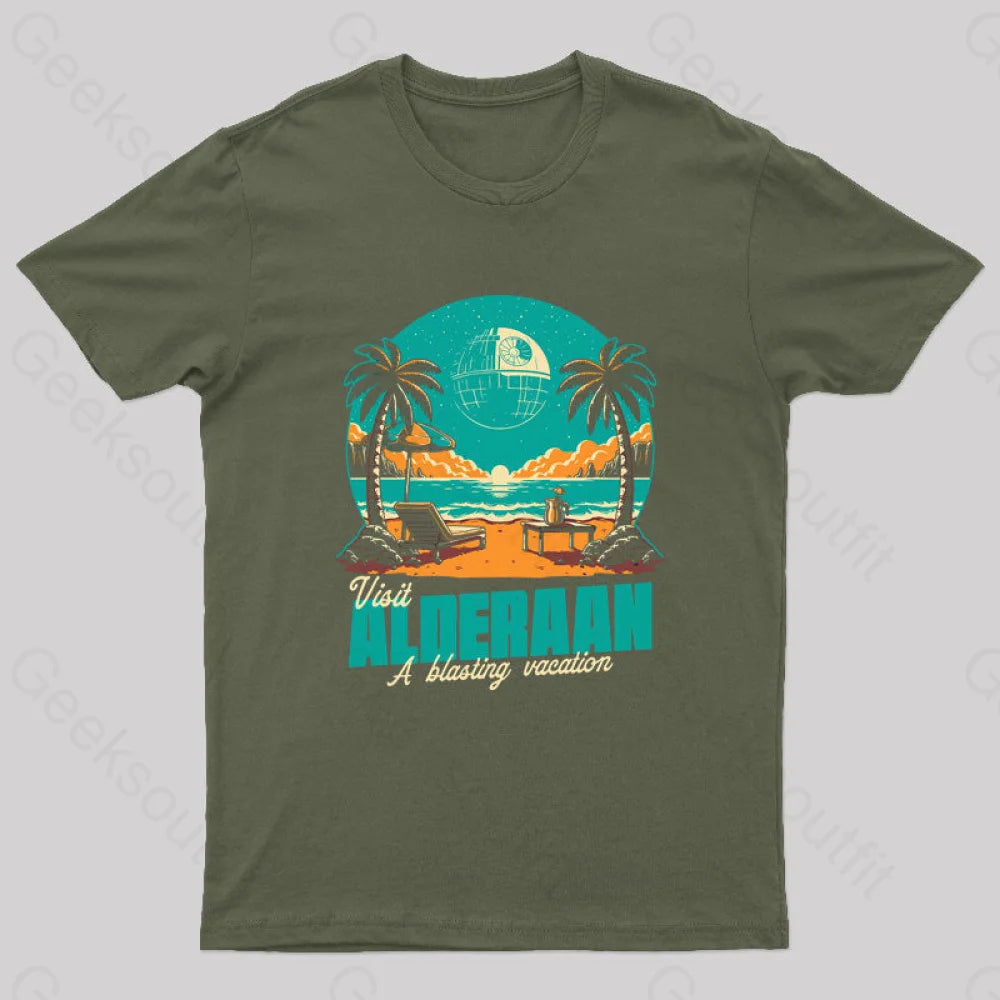 Summer Planet Destruction Geek T-Shirt Army Green / S