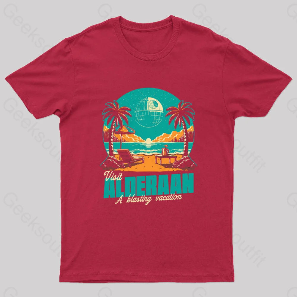 Summer Planet Destruction Geek T-Shirt Red / S