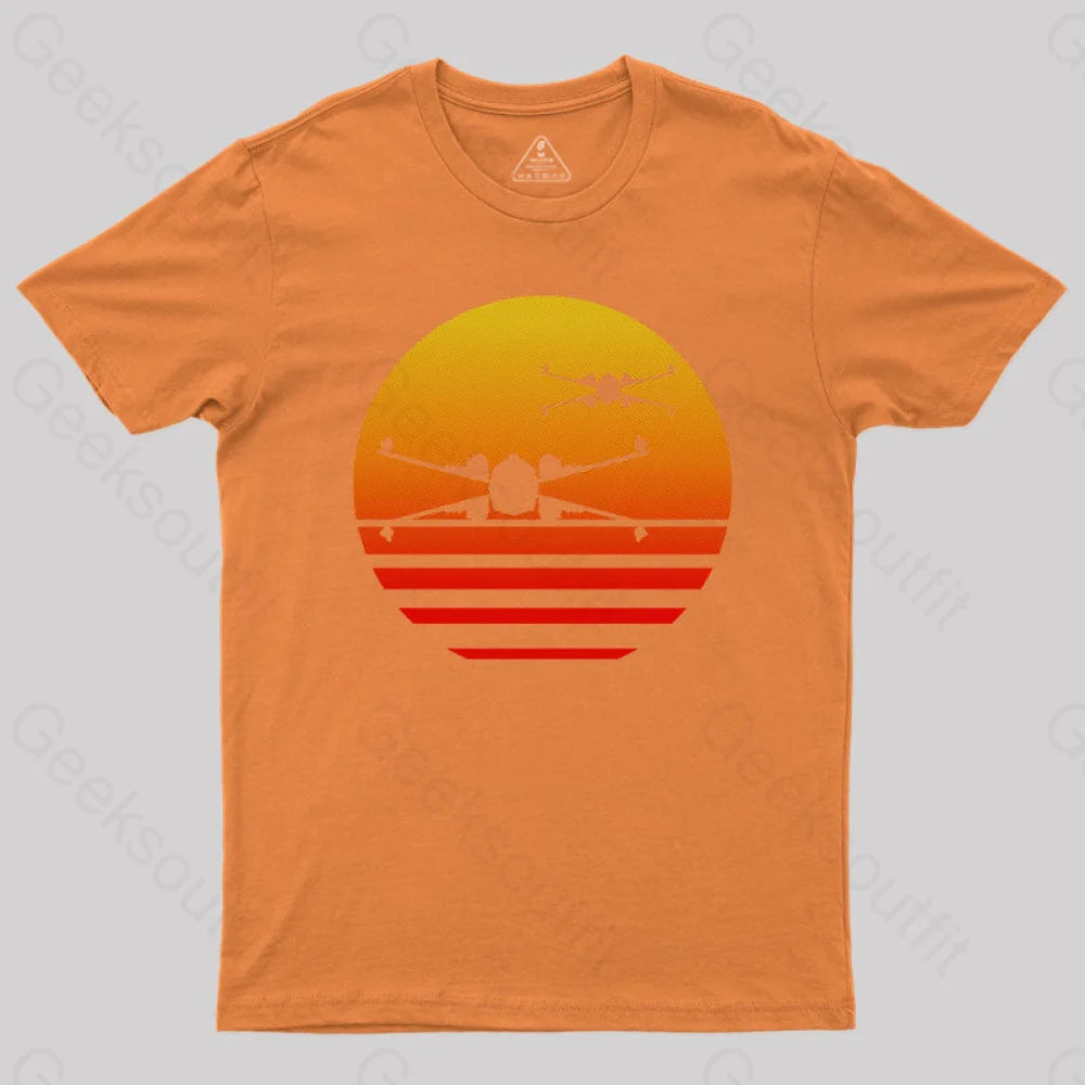 Sunset X-Wing Starfighter Geek T-Shirt Orange / S