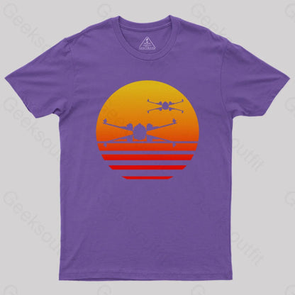 Sunset X-Wing Starfighter Geek T-Shirt Purple / S