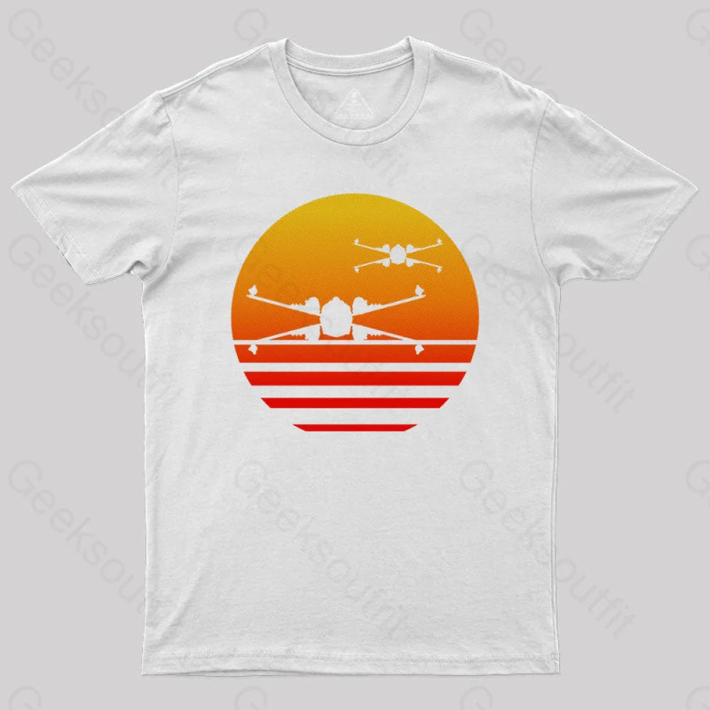 Sunset X-Wing Starfighter Geek T-Shirt White / S