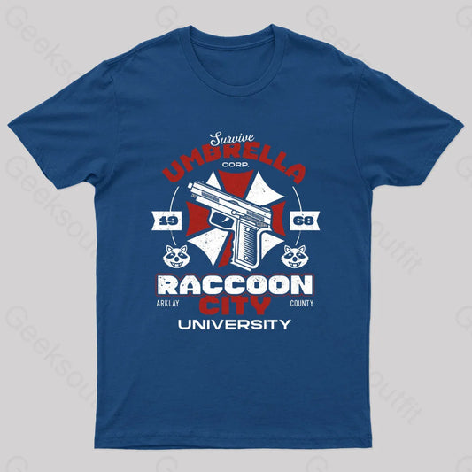 Survive Raccoon University Geek T-Shirt Navy / S