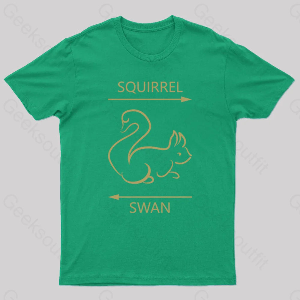 Swan Or Squirrel Geek T-Shirt Green / S