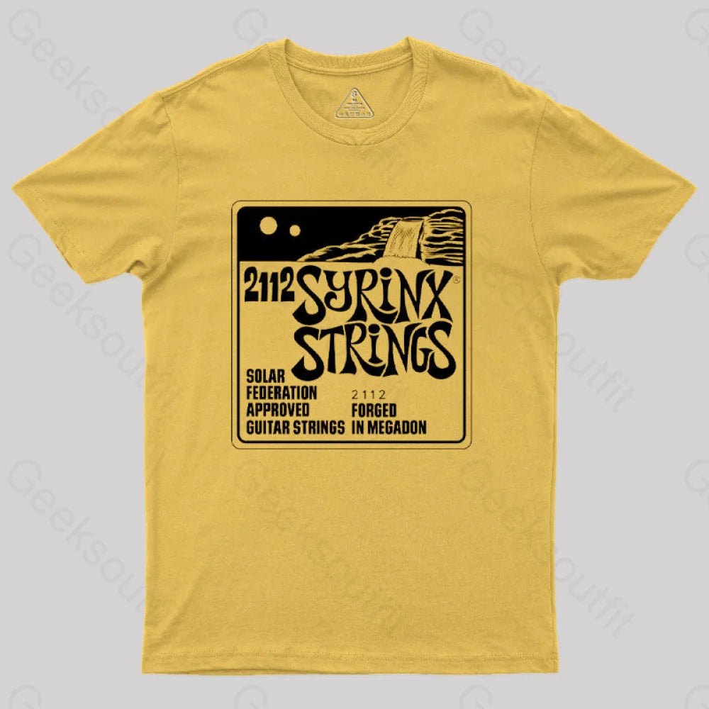 Syrinx Strings 2112 Rush T-Shirt Yellow / S