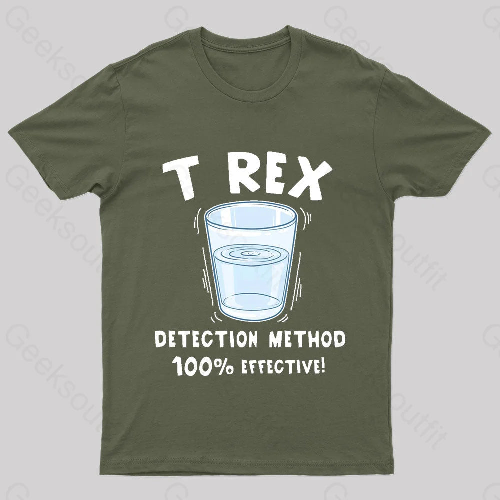 T Rex Detection Method Nerd T-Shirt Army Green / S