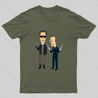 T800 And T1000 T-Shirt Army Green / S