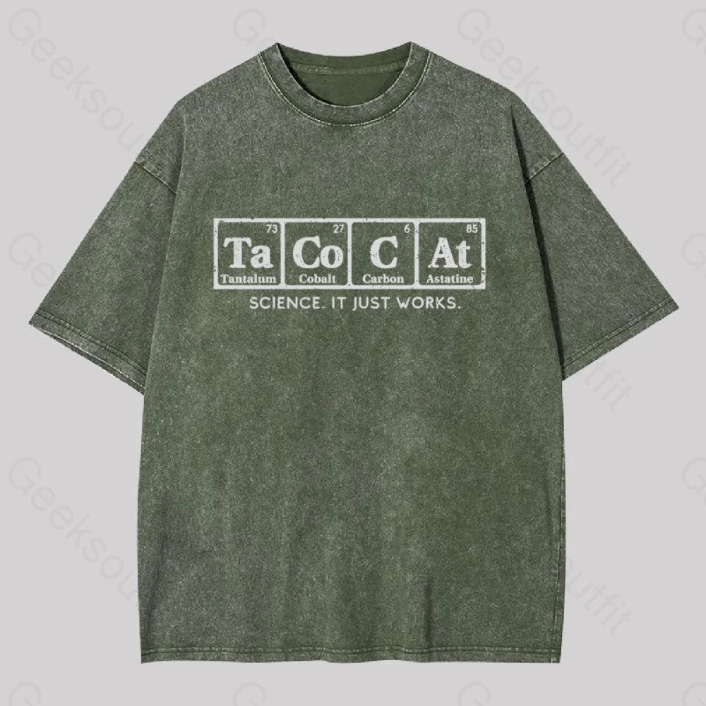 Tacocat Geek Washed T-Shirt Armygreen / S