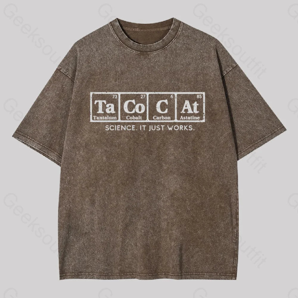 Tacocat Geek Washed T-Shirt Coffee / S