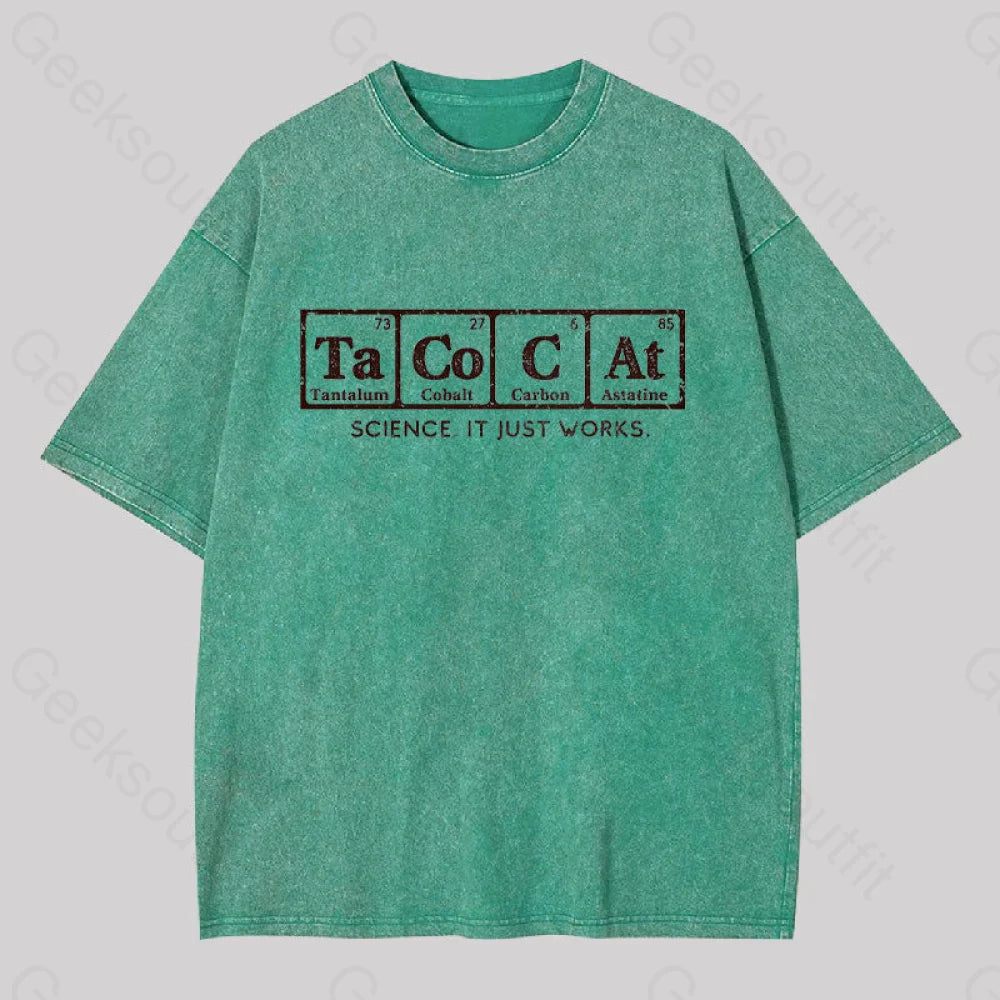 Tacocat Geek Washed T-Shirt Grass Green / S