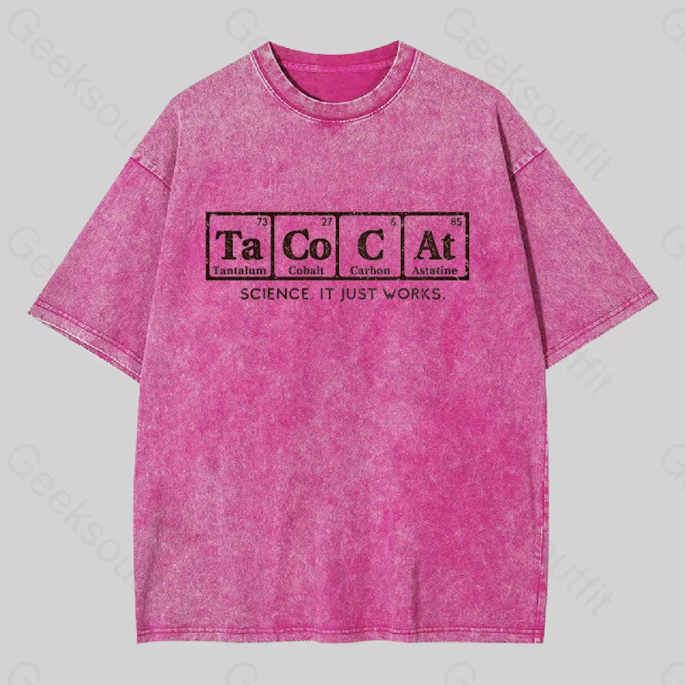 Tacocat Geek Washed T-Shirt Rose Red / S