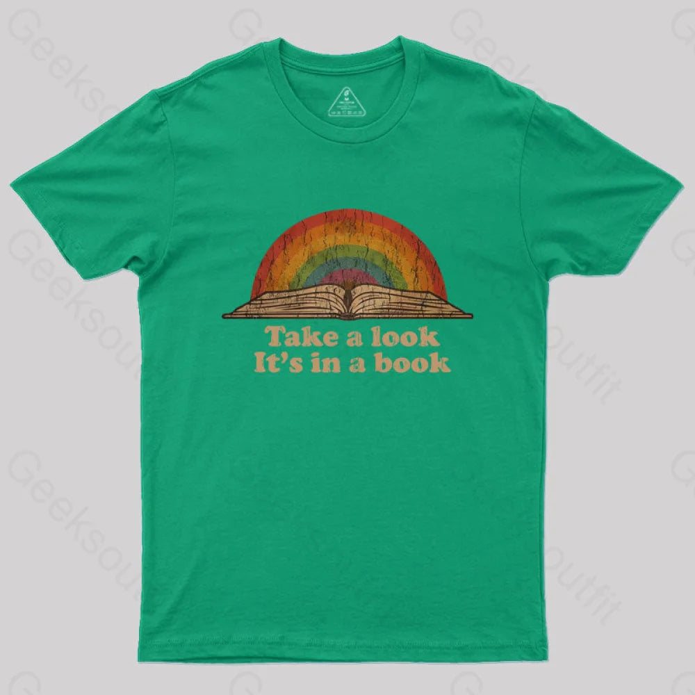 Take A Look It Is In Book Vintage T-Shirt Green / S