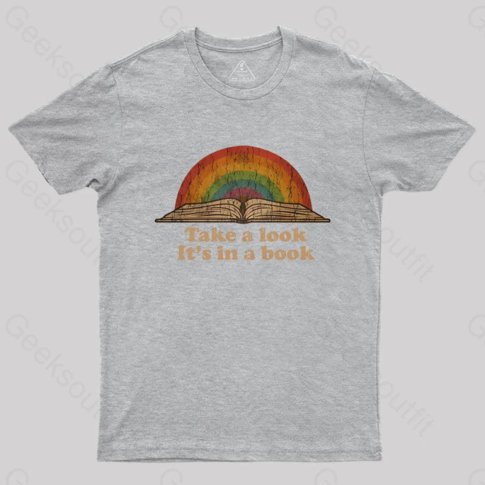 Take A Look It Is In Book Vintage T-Shirt Grey / S