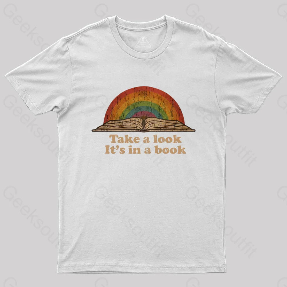 Take A Look It Is In Book Vintage T-Shirt White / S