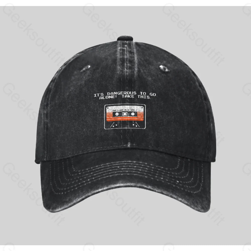 Take This Tape Washed Vintage Baseball Cap Black