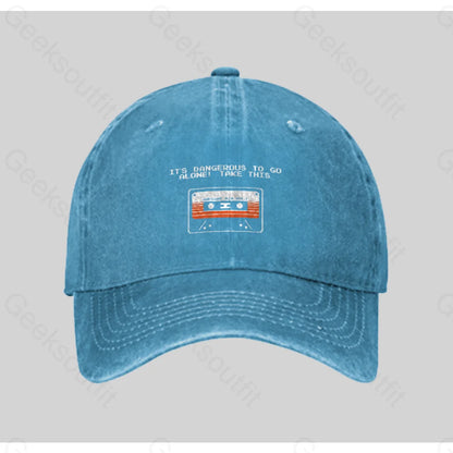 Take This Tape Washed Vintage Baseball Cap Blue