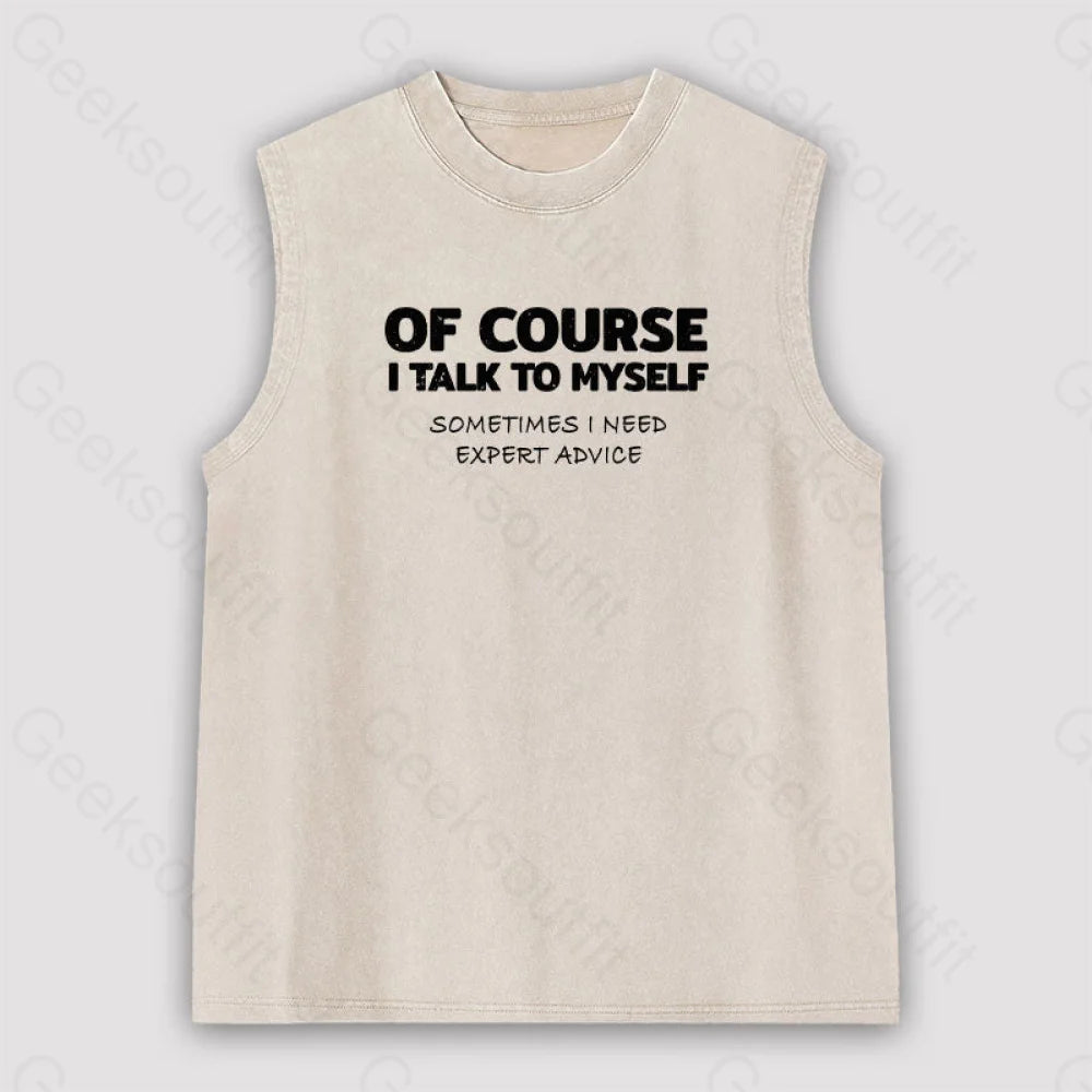 Talk To Myself Unisex Washed Tank Apricot / S