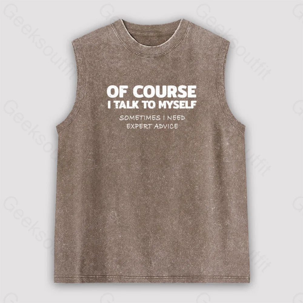 Talk To Myself Unisex Washed Tank Brown / S